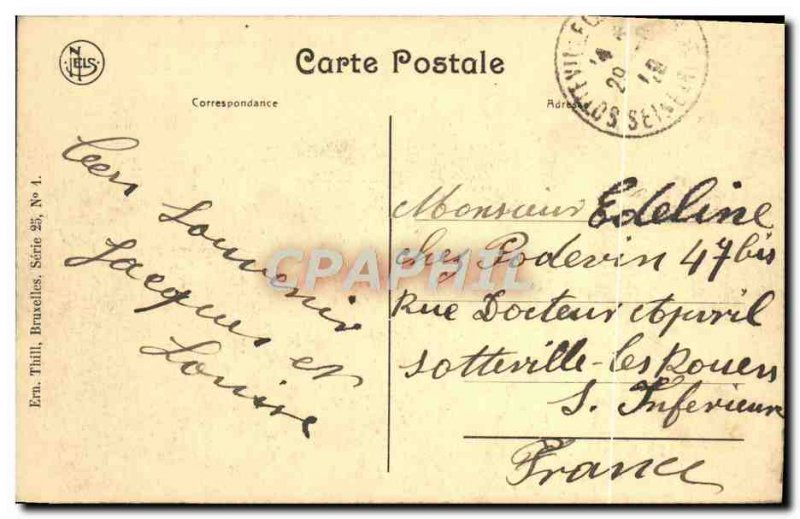 Old Postcard Antwerp City Hall and Brabo Fountain