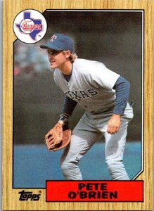 1987 Topps Baseball Card Pete O'Brien Texas Rangers sk3501