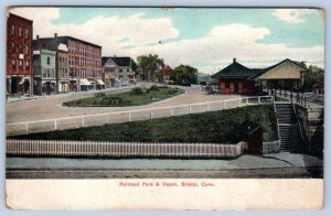 1910's RAILROAD PARK & DEPOT STATION*BRISTOL CONNECTICUT*CT*POSTCARD