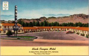 Linen Postcard Black Canyon Motel US 93 & 466 in Boulder City, Nevada