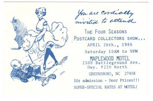 Four Seasons Postcard Collectors Show 1986 Greensboro, North Carolina Deltiology