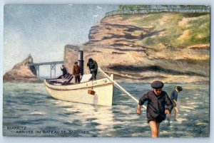 c1910's The Sardine Fishery Biarritz France Oilette Tuck Art Antique Postcard