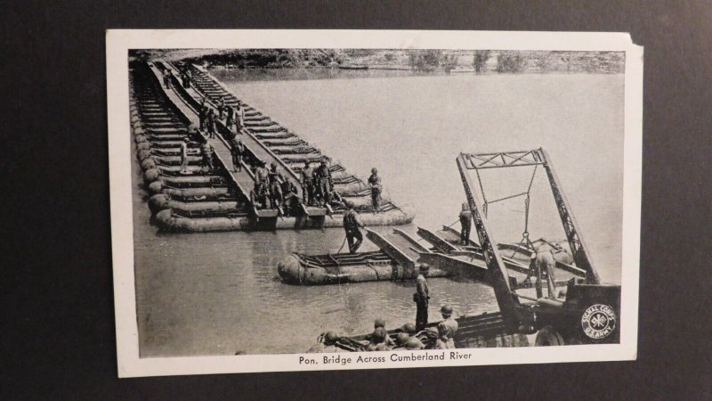 Mint USA Postcard Tennessee Pontoon Bridge Across Cumberland River RPPC US Army