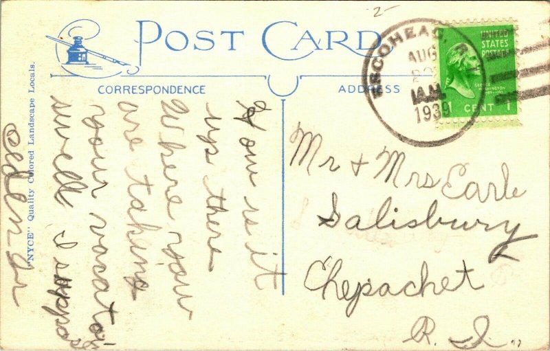 Generic Landscape Greetings From Escoheag Rhode Island Linen Postcard D12