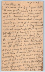 1929 Handwritten Letter To Mr. Clarence Daniels Smith Center KS Postal Card