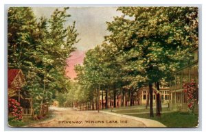 Driveway Street View Winona Lake Indiana IN DB Postcard Y1