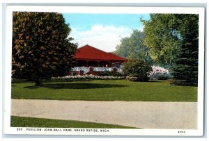 c1920 Pavilion John Ball Park Dirt Road Building Grand Rapids Michigan Postcard