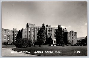 Battle Creek Michigan~Brick Architecture Leila Hospital~1940s RPPC Postcard