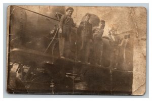 Vintage 1910's RPPC Postcard Men Working on Industrial Machinery