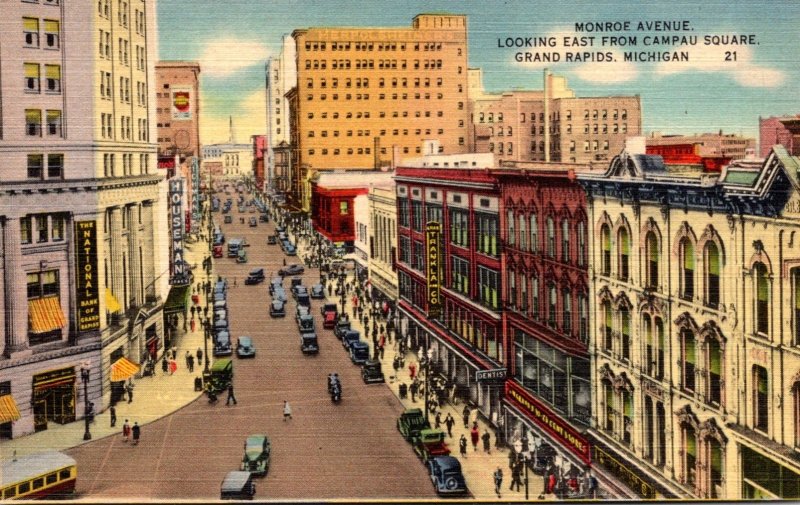 Michigan Grand Rapids Monroe Avenue Looking East From Campau Square