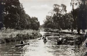 Avon River Christchurch New Zealand NZ People Kayaks Real Photo Postcard D32