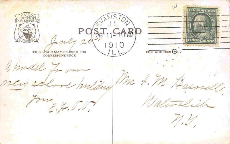 High School Evanston Illinois 1910 postcard