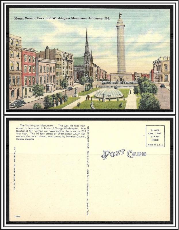 Maryland, Baltimore - Mount Vernon Place & Washington Monument - [MD-057]