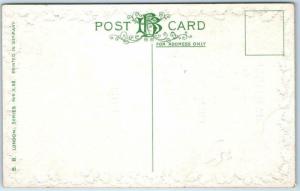 CHRISTMAS Embossed Holly Border  MISTLETOE & CUTE CHILDREN ca 1910s  Postcard