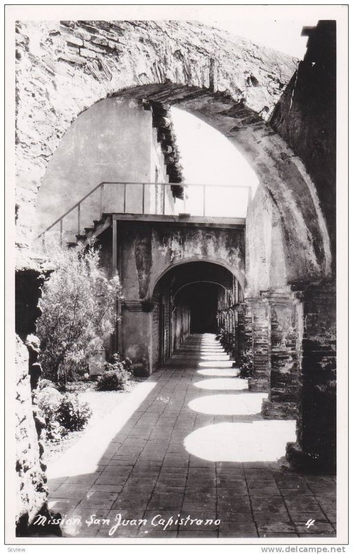 Mission San Juan Capistrano, California, Real Photo, 1940-1960s