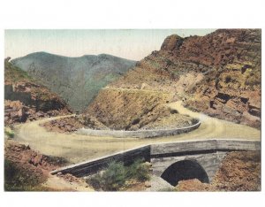c.1930s Horseshoe Curve Apache Trail Highway Arizona AZ Hand Colored Postcard
