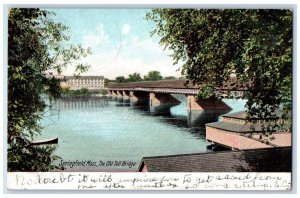 1906 Old Toll Bridge Lake Springfield Massachusetts MA Winchester NH Postcard 