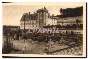 Old Postcard Villandry I and L le Chateau and Gardens