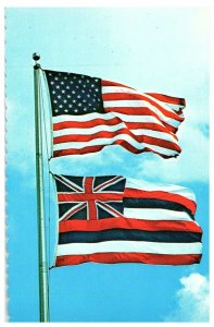 Flag Chrome Postcard Patriotic US State Flag Hawaii Greetings