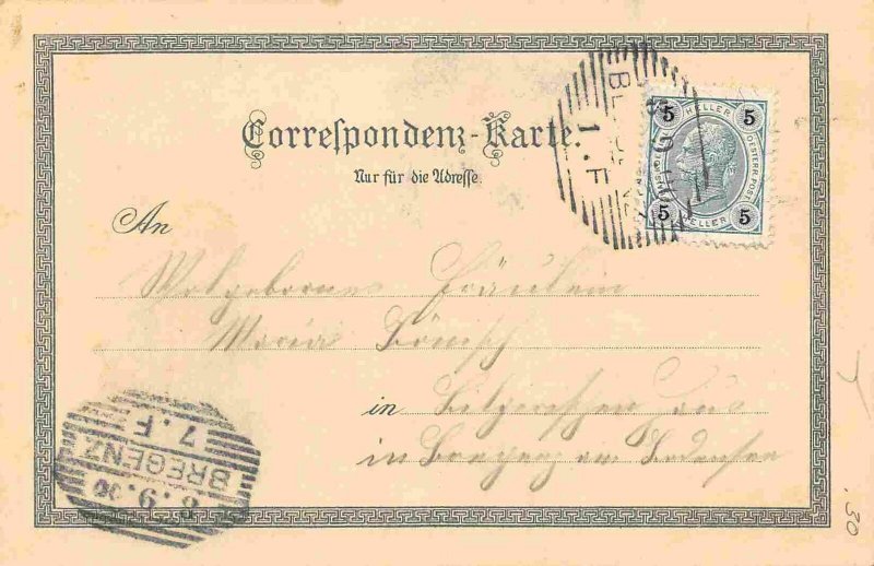 Bludenz Panorama Austria 1900 lithograph postcard