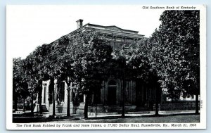 RUSSELLVILLE, KY Kentucky ~ BANK ROBBED by JESSE & FRANK JAMES c1930s  Postcard