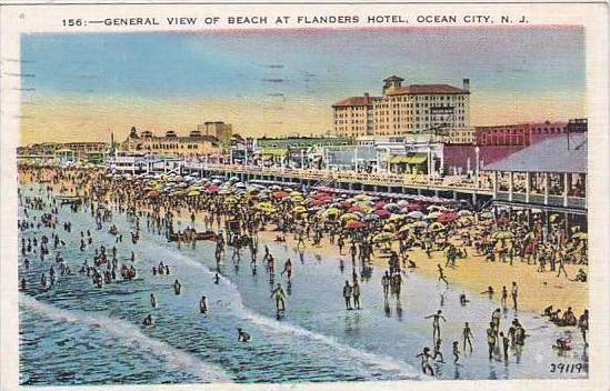 New Jersey Ocean City General View Of Beach At Flanders Hotel