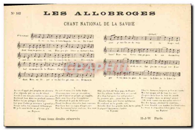 Old Postcard The Allobroges National Savoy Song