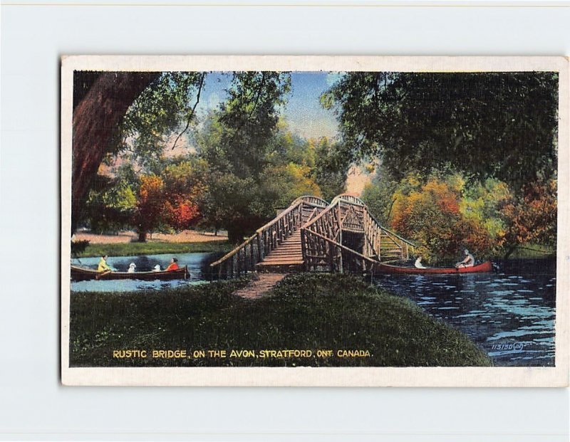 Postcard Rustic Bridge On The Avon Stratford Canada