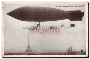 Old Postcard Jet Aviation Zeppelin Airship City of Paris Eiffel Tower