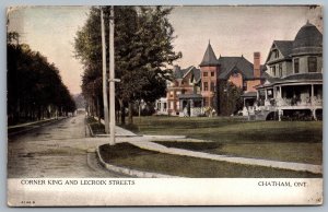 Postcard Chatham Ontario c1907 Corner King and Lecroix Streets Warwick Unused