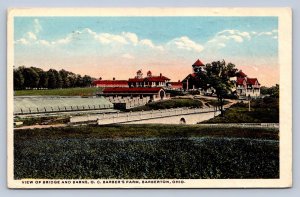 J97/ Barberton Ohio Postcard c1910 O.C. Barber Farm Bridge Barns 327