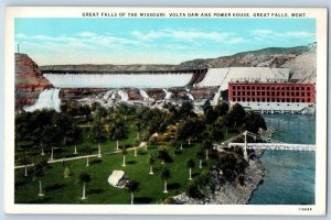 Great Falls Montana Postcard Volta Dam Power House Birds Eye View c1920 Unposted