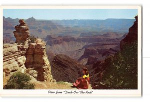 Grand Canyon Arizona AZ Fred Harvey Vintage Postcard View From Duck on the Rock