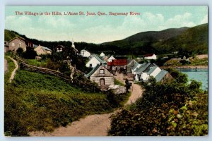 L'Anse St. Jean Quebec Canada Postcard The Village in the Hills River c1910