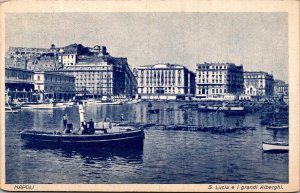Postcard Italy Naples Santa Lucia Waterfront and Hotels