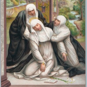 c1900s UDB Lithograph Svenimento Di Caterina Sodoma Painting Nuns Stengel A191