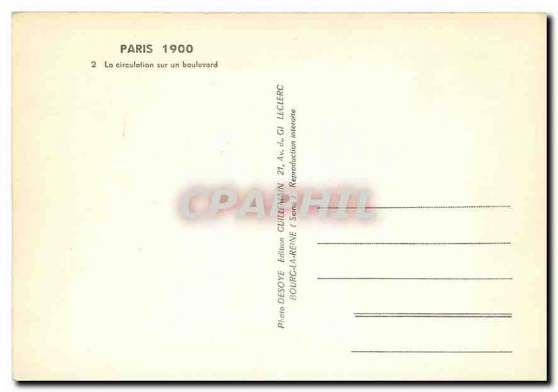 Modern Postcard Paris 1900 Traffic on a boulevard