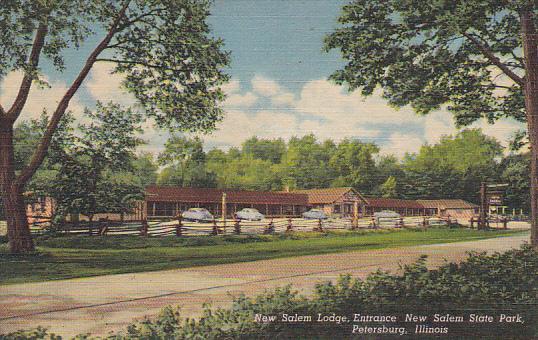 Illinois Petersburg New Salem Lodge Entrance To New Salem State Park Curteich