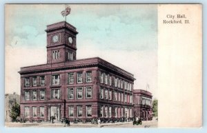 ROCKFORD, Illinois IL ~ Handcolored CITY HALL c1910s Winnebago County Postcard