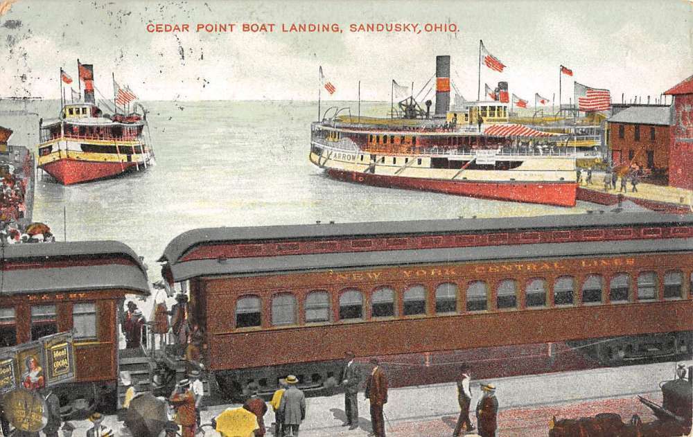 Sandusky Ohio Cedar Point Boat Landing Birdseye View Antique Postcard KK976 United States