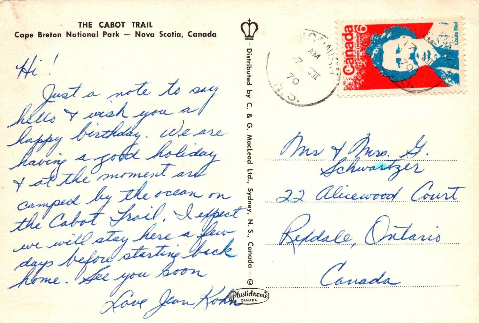 Vintage Continental Size Postcard Cape Breton National Park the Cabot