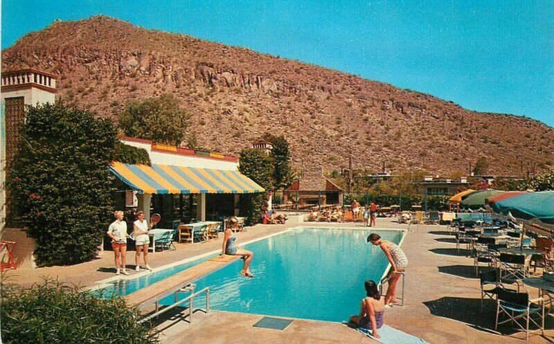 Phoenix Arizona Swimming Pool Paradise Inn Petley roadside Postcard 21-9546