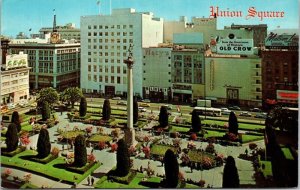 Union Square Overlook Downtown San Francisco California Chrome Postcard