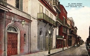 Vintage Postcard Saint Peter Street French Quarter New Orleans Louisiana LA