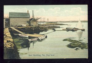 Early East Boothbay Harbor, Maine/ME Postcard, Ship Yard, Sail & Row Boats