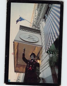 Postcard An Alert Doorman Signals for a Taxi in Fairmont Hotel Louisiana USA