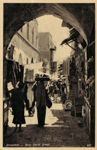 Israel Jerusalem Busy David Street Vintage Postcard 07.40