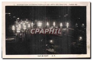 Postcard Old Paris Exposition of Decorative Arts Paris 1925 Night view