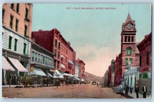 Butte Montana MT Postcard East Broadway Horse Carriage Trolley 1910 Antique