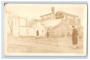 c1918 RPPC Real Photo Cauazucchrina Italy Bomb Damage Postcard P165E